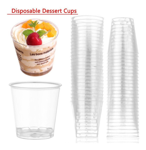 Vasos De Postre Desechables, Reutilizables, De Plástico