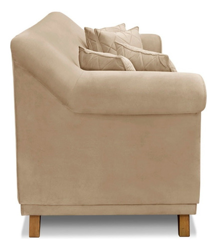 2 Poltronas E Sofá Living 2 Lugares 1,80m Vênus Suede Bege
