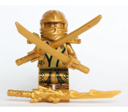 Figuras De Acción - El Ninja Oro Con 3 Armas, De Lego