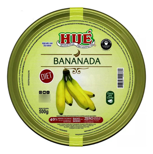 Bananada Diet Hué Vegano S/ Glúten S/ Lactose 500g
