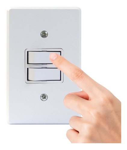 Kit C/10 Interruptor Duplo 2 Tecla C/ Placa Apagador Simples Cor Branco