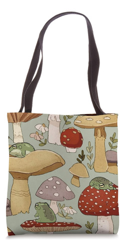 Cute Cottagecore Frog And Mushroom Vintage Bolsa De Tela