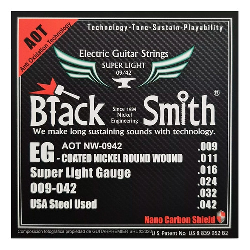 Encordado Electrica 09 Coated Black Smith Anw-0942
