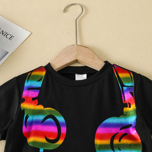 Conjunto Niño Con Estampado Holográfico Estilo Iridiscente Negro 2-3 Años
