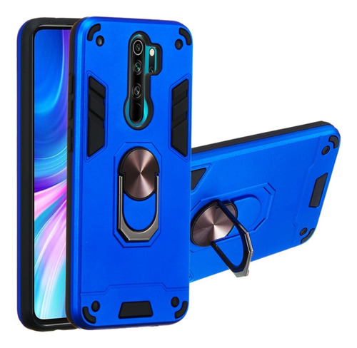 Funda Para Xiaomi Redmi Note 8 Pro Con Anillo Metálico Azul