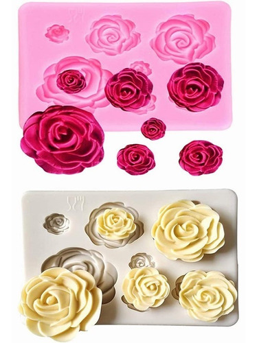 Moldes De Silicona De Flores Rosas Para Pastele Tartas 2 Pcs