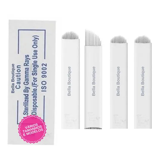 25 Laminas Bella Boutique Microblading Tebori Agulha - 12 Chanfrada 0,18mm