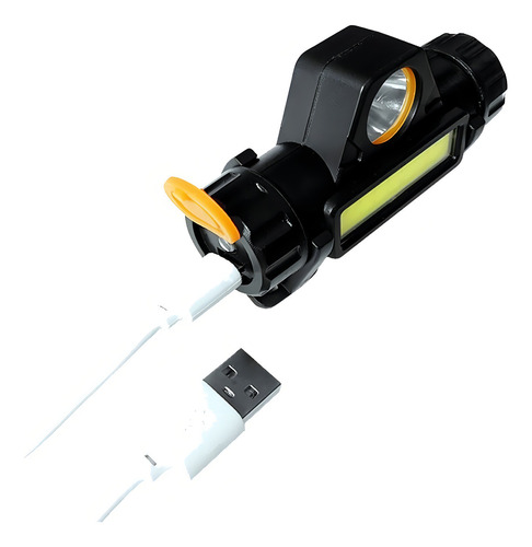 Linterna Frontal Minera 2 Led Recargable Micro Usb Con Iman