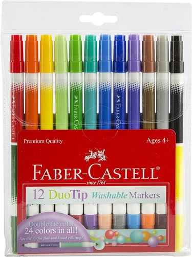 Marcadores Faber Castell Lavables Doble Punta 24 Colores 