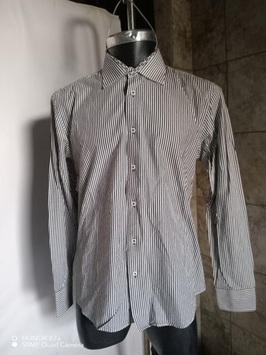 Camisa Rosso Milano Italy 16/l Blanca Líneas Gris Obscuro 