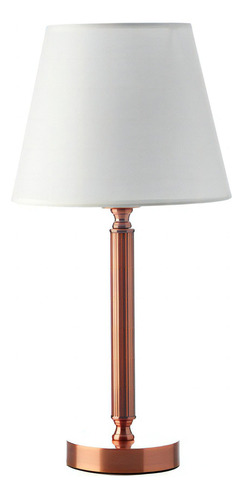 Lámpara De Mesa Metal Pantalla Tipo Tela Base Decolamp Color De La Estructura Oro Rosa Color De La Pantalla Blanco