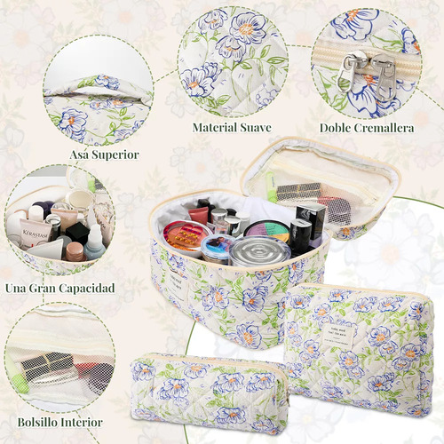 Cosmetiqueras De Maquillaje Bolsa Neceser Kit 3 Pzs Estuches