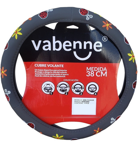 Imagen 2 de 8 de Funda Cubre Volante Gris Con Flores Protege Auto Camioneta