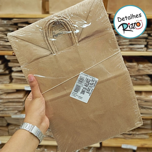 Sacola Papel 500 Un 26x23,5x17 Kraft Com Fundo Largo Cromus