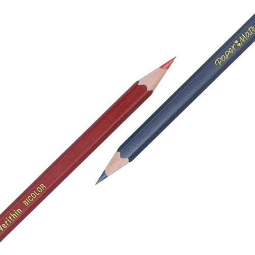 Caja 12 Lápices Bicolor Lapiz Rojo Azul Paper Mate Verithin