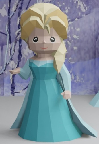 Princesa Elsa Papercraft Lowpoly Plantillas Para Armar 