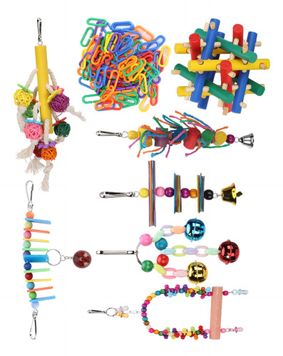 Bird Swing Toys 8pcs Parrots Bloques De Madera Para Morder