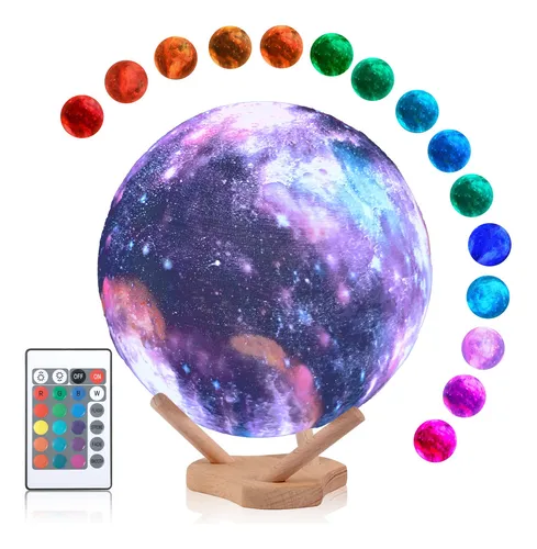comprar Lámpara De Luna 15 Cm 16 Colores Led Recargable Con Control