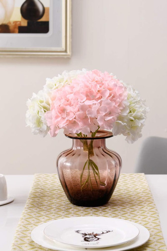 Aviviho - Hortensias De Seda, 10 Unidades, Color Blanco Marf