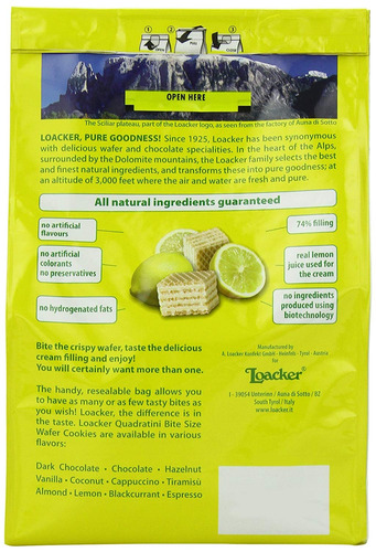 Loacker Quadratini Limón Galletas De La Oblea, Paquetes De 8