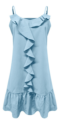Mujer Casual, Verano, Color Sólido, Cuello En V, Volantes,