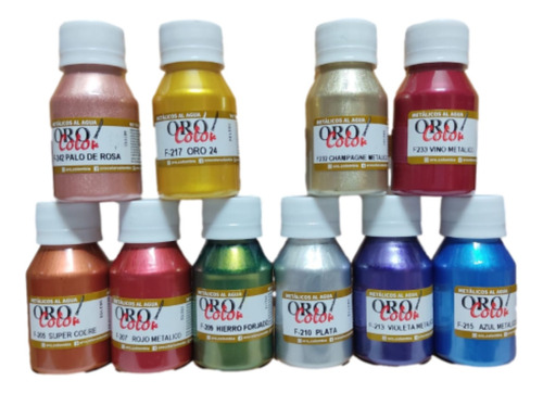 Kit 10 Colores 60ml. Pintura Metalizada Orocolor