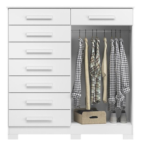 Cômoda 8 Gavetas 2 Portas Com Cabideiro Verona Branco Adwt