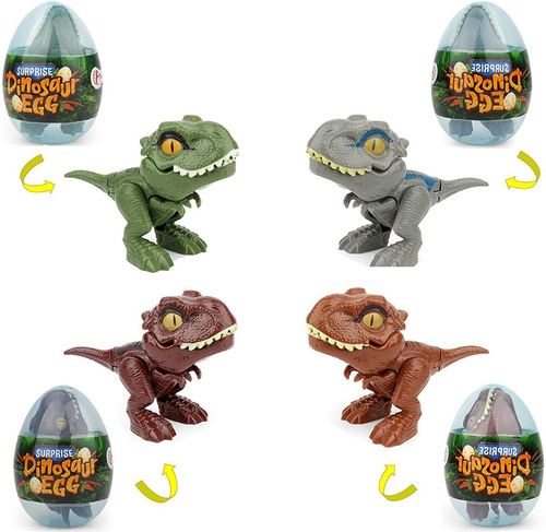 4 Huevos De Juguete Con Dinosaurios Mordelones