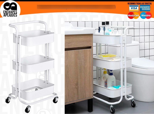 Imagen 3 de 10 de Carro Organizador Rodante Metálico Multiusos (iva Incluido)