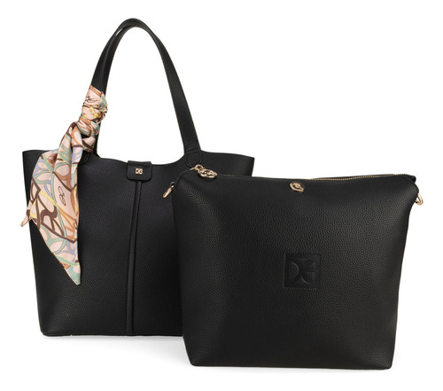 Bolsa Tote Cloe Ixinali Grande Color Negro