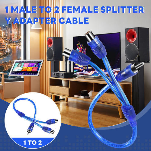 1 2 Cables Adaptadores Rca Phono Y, 1 Macho A 2 Hembras