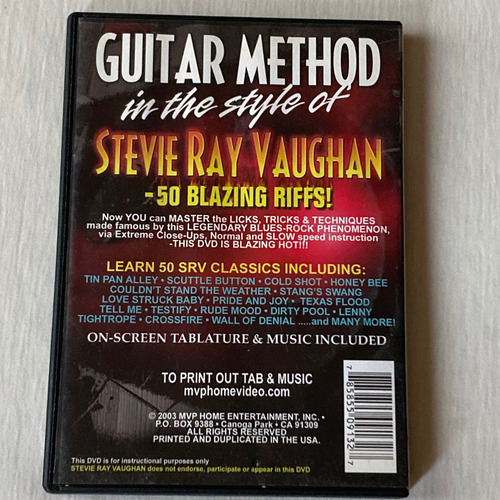 Método De Guitarra: In The Style Of Stevie Ray Vaughan Dvd (Usado)