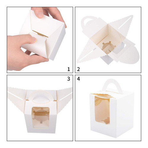 50 Cajas Individuales Para Cupcakes, Color Blanco