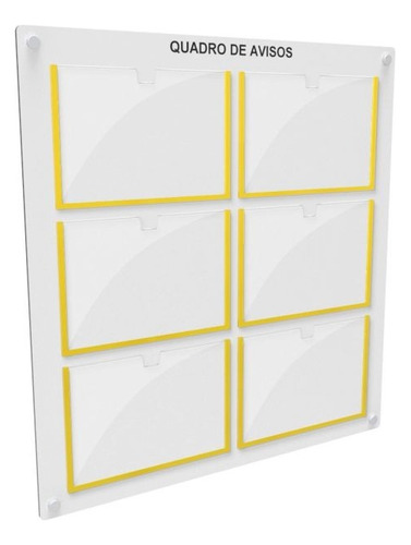 Quadro De Aviso/gestão Mdf Com 6 Displays A4 Acrílico