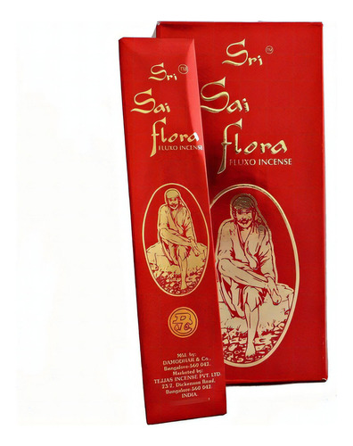 Caja de incienso Sri Sai Flora Premium Massala con 12 unidades de fragancia Sai Flora de 25 g
