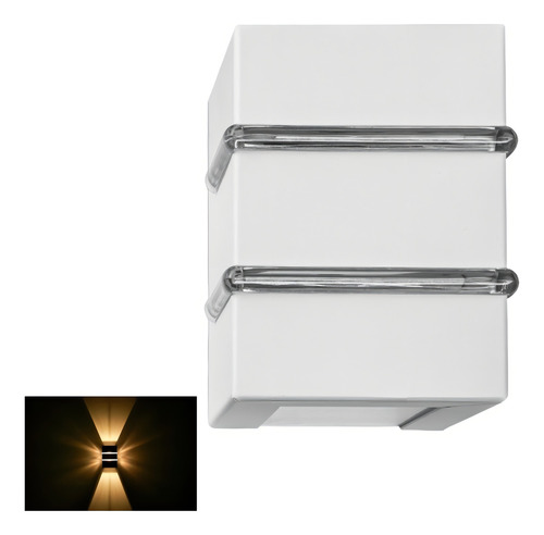 Arandela Efeito Externa/interna Branca Com 2 Friso Acrílico Cor Branco 127/220V