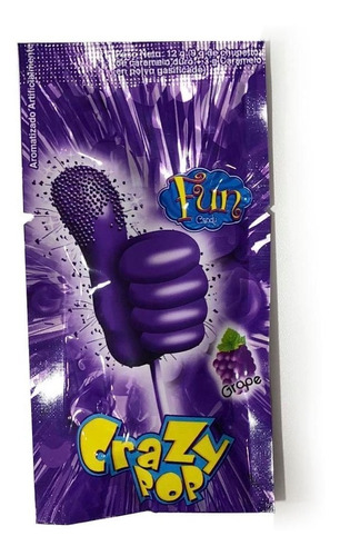 Chupetin Crazy Pop Uva Con Caramelo Chispeante Fun Candy