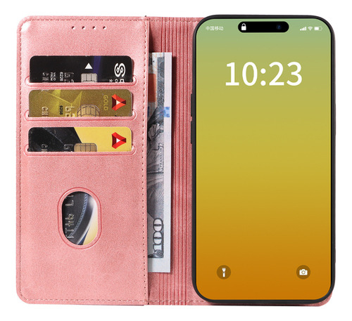 Funda De Cuero Para iPhone Ranura Tarjetas Soporte Carcasa