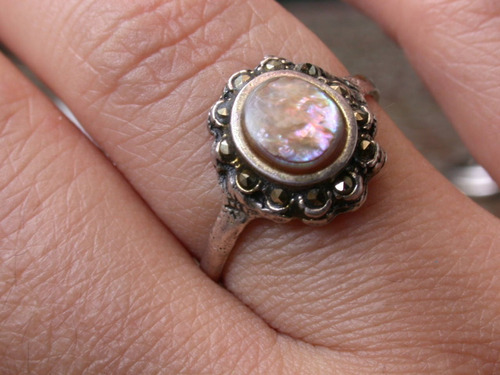 Luli Anillo Plata 925 Marquesitas Antiguo Nacar Abalone Oval