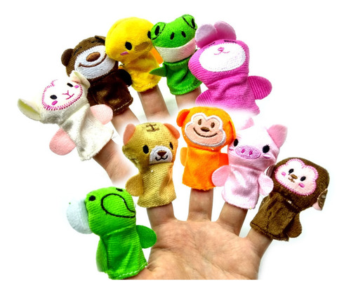 Titeres Dedo Set Animales X10 Granja Peluche Cuentos Juego