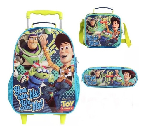 Kit Mochila De Rodinhas Infantil Toy Story + Lancheira + Est