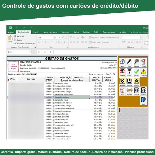 Planilha De Controle De Gastos Com Cartões De Crédito