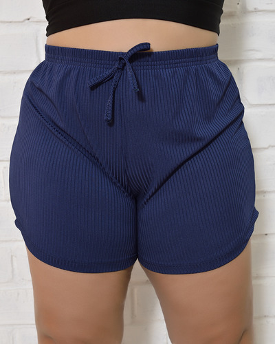 Kit 3 Shorts Canelado Plus Size Feminino Soltinho E Sortidos