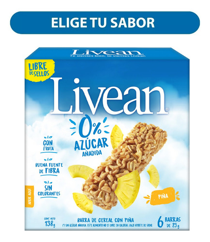 Pack 6 Barras De Cereal Livean 23g - Elige Tu Sabor