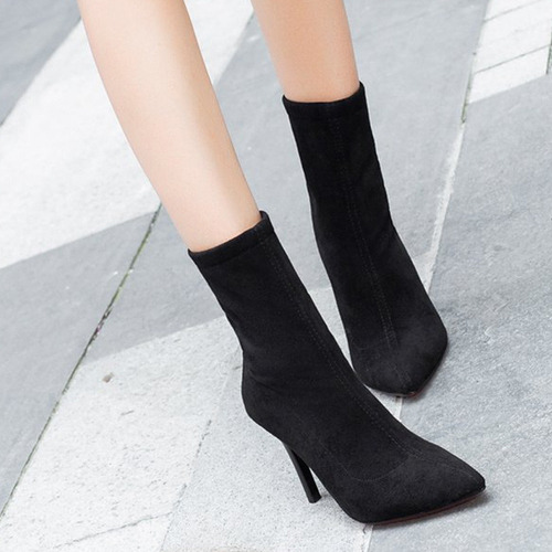 Bota De Tacón Alto Mujer Moda Elegante Cómodo Con Cremallera
