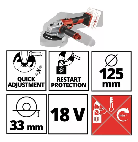 Amoladora Einhell Inalambrica 125mm + Bateria 4 Ah Carg 18v