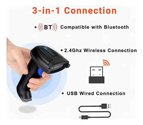 Tera Pro 1d Wireless Barcode Scanner 3 En 1 Bluetooth Y 2.4g