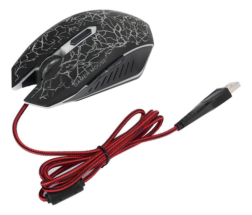 Mouse Gamer Semi-mecánico A70 Led Rgb Cable Nylon Uso Rudo Color Negro