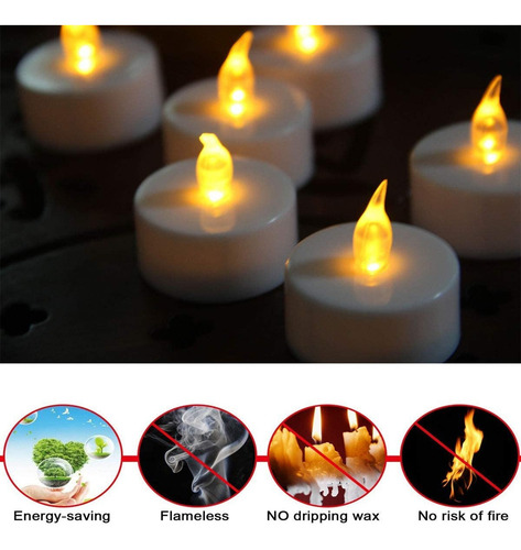 Imagen 4 de 10 de Velas A Pila Pack 12 Unidades - Vela Electrónica Luz Led
