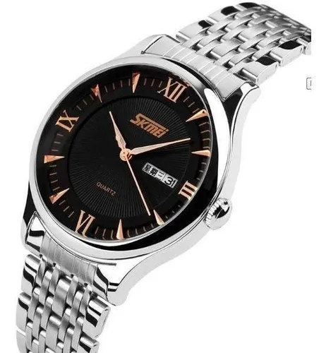 Reloj anal gico Skmei 9091 para hombre plateado negro y dorado